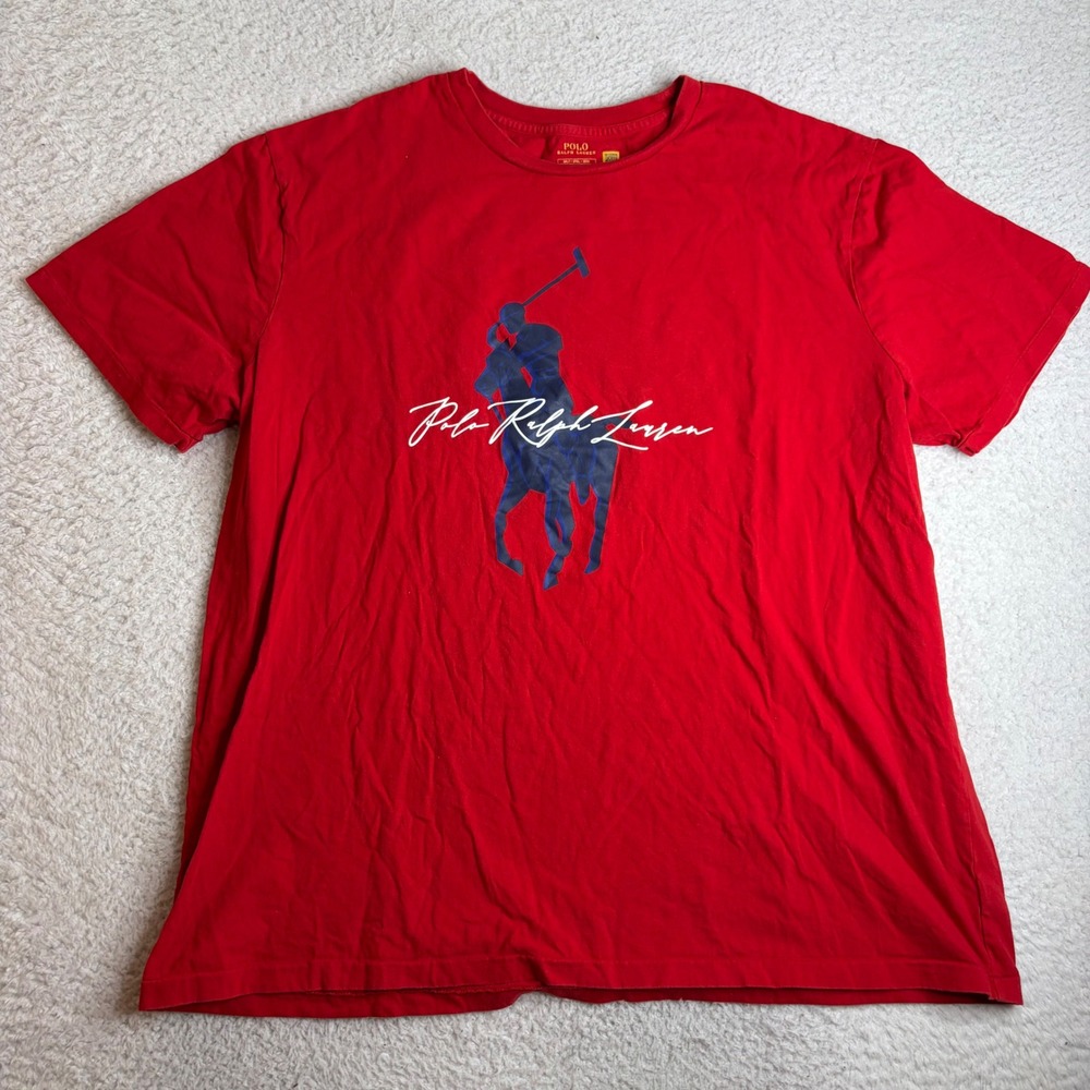 Polo Ralph Lauren Big Pony Graphic T-Shirt Red Blue White Mens 3XLT Tall